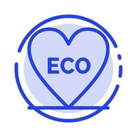 Eco Herz Liebe Umwelt blau gepunktete Linie Symbol Leitung vektor