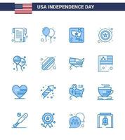 Lycklig oberoende dag packa av 16 blues tecken och symboler för amerikan bloons flagga bloon stjärna redigerbar USA dag vektor design element