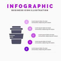 Glas Studie trinken solide Symbol Infografiken 5 Schritte Präsentationshintergrund vektor