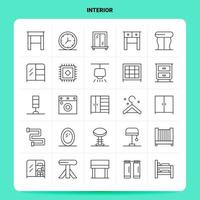 Umriss 25 Interieur Icon Set Vektor Linienstil Design schwarze Icons Set lineares Piktogramm Pack Web und mobile Geschäftsideen Design Vektor Illustration