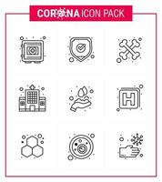 covid19 Corona-Virus-Kontaminationsprävention blaues Symbol 25 Pack wie Hände Krankenhausschild Klinik Gesundheitswesen virales Coronavirus 2019nov Krankheitsvektor-Designelemente vektor