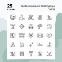 25 Sportattribute und Sporttraining-Icon-Set 100 editierbare eps 10-Dateien Business-Logo-Konzept-Ideen-Line-Icon-Design vektor