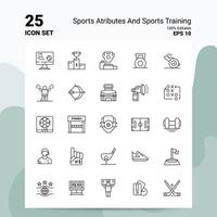 25 sporter attribut och sporter Träning ikon uppsättning 100 redigerbar eps 10 filer företag logotyp begrepp idéer linje ikon design vektor