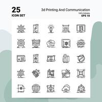 25 3D-Druck- und Kommunikations-Icon-Set 100 bearbeitbare eps 10-Dateien Business-Logo-Konzept-Ideen-Line-Icon-Design vektor
