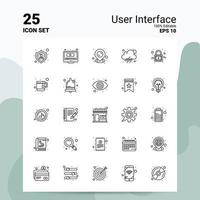 25 User Interface Icon Set 100 bearbeitbare Eps 10 Dateien Business-Logo-Konzept-Ideen-Line-Icon-Design vektor