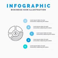 Diagram analys bar företag Graf seo statistik linje ikon med 5 steg presentation infographics bakgrund vektor