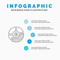 Diagramm Analyse Balkendiagramm SEO Statistik Liniensymbol mit 5 Schritten Präsentation Infografiken Hintergrund vektor