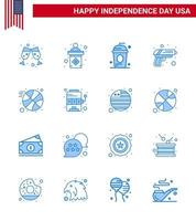 Stock Vector Icon Pack von American Day 16 Line Zeichen und Symbolen für Ball Waffe Cole Army Gun editierbare Usa Day Vektor Design Elemente