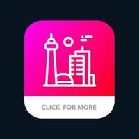 gebäude kanada stadt berühmte stadt toronto mobile app-schaltfläche android- und ios-linienversion vektor