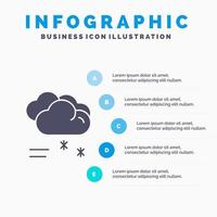 Wolke regnet Prognose regnet Regenwetter festes Symbol Infografiken 5 Schritte Präsentationshintergrund vektor