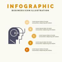 Menschen lehren Kopf solide Symbol Infografiken 5 Schritte Präsentationshintergrund vektor