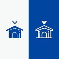 Electronic Home Smart Technology Linie und Glyphe solides Symbol blaues Banner Linie und Glyphe solides Symbol blaues Banner vektor