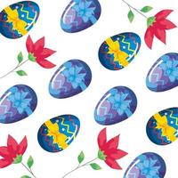 bakgrund av söta ägg påsk med blommor vektor