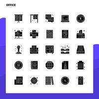 25 Office-Icon-Set solide Glyphen-Icon-Vektor-Illustrationsvorlage für Web- und mobile Ideen für Unternehmen vektor