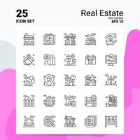 25 Immobilien-Icon-Set 100 bearbeitbare Eps 10 Dateien Business-Logo-Konzept-Ideen-Line-Icon-Design vektor