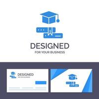 kreativ företag kort och logotyp mall böcker keps utbildning gradering vektor illustration