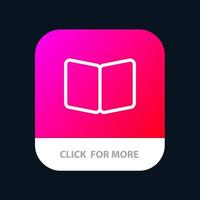 offenes buch seitenlayout cover mobile app button android und ios line version vektor