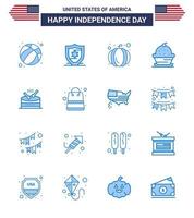 Happy Independence Day Pack mit 16 Blues-Zeichen und Symbolen für Musik Drum Kürbis Thanksgiving Muffin editierbare Usa Day Vektordesign-Elemente vektor