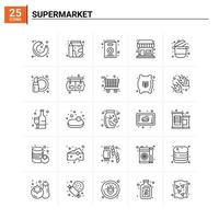 25 Supermarkt-Icon-Set Vektorhintergrund vektor