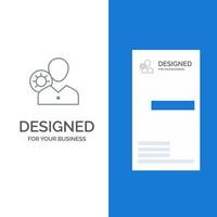 Arbeitseffizienzgetriebe menschliches persönliches Profil Benutzer graues Logodesign und Visitenkartenvorlage vektor