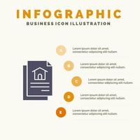 Datei Dokument Haus solide Symbol Infografiken 5 Schritte Präsentationshintergrund vektor