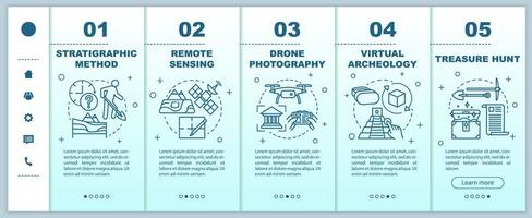 Archäologische Methoden Onboarding mobile Webseiten Vektor-Vorlage. Schatzsuche. vektor