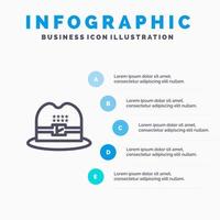 Hut Mütze amerikanische Liniensymbol mit 5 Schritten Präsentation Infografiken Hintergrund vektor