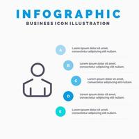 männliche Person Liniensymbol mit 5 Schritten Präsentation Infografiken Hintergrund vektor