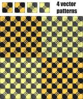 4 Kreis-Quadrat-Muster gesetzt. schwarz, gelb, grau, cremefarben vektor