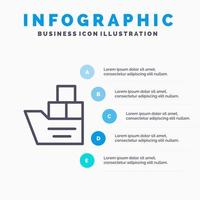 Box gute Logistik Transport Schiff Liniensymbol mit 5 Schritten Präsentation Infografiken Hintergrund vektor