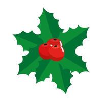 blad med frön dekoration jul isolerad ikon vektor