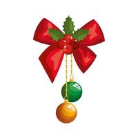 bollar jul hängande med båge dekoration vektor