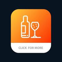 Trinkflasche Glas Love Mobile App Button Android- und iOS-Line-Version vektor