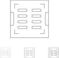 badrum konstruktion dränera dränering djärv och tunn svart linje ikon uppsättning vektor