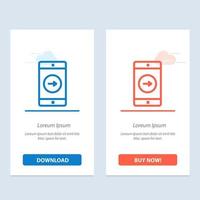 anwendungsrecht mobil mobile anwendung blau und rot jetzt herunterladen und kaufen web-widget-kartenvorlage vektor