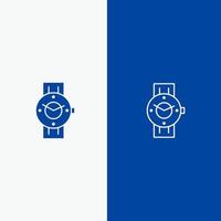 Watch Smart Watch Time Telefon Android Linie und Glyphe solides Symbol blaues Banner Linie und Glyphe solides Symbol blaues Banner vektor