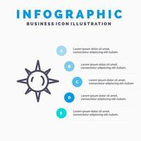 Sonne Tageslicht Liniensymbol mit 5 Schritten Präsentation Infografiken Hintergrund vektor