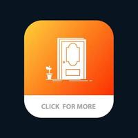 dörr stängd trä växt mobil app knapp android och ios glyf version vektor