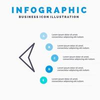 pil tillbaka tecken linje ikon med 5 steg presentation infographics bakgrund vektor