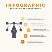 design grafisk verktyg fast ikon infographics 5 steg presentation bakgrund vektor