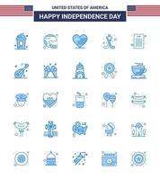 Happy Independence Day 25 Blues Icon Pack für Web und Print Ice American Sport Flag Love editierbare Usa Day Vektordesign-Elemente vektor