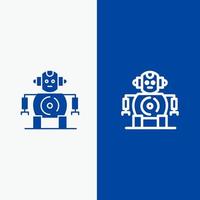 cnc-Robotik-Technologie Linie und Glyphe festes Symbol blaues Banner Linie und Glyphe festes Symbol blaues Banner vektor