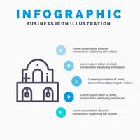 byggnad jul kyrka påsk linje ikon med 5 steg presentation infographics bakgrund vektor