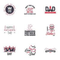 Happy Fathers Day Vektor Hand Schriftzug 9 schwarz und rosa Kalligrafie Illustration für Grußkarte Festival Poster usw. editierbare Vektordesign-Elemente