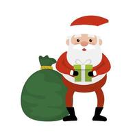 Weihnachtsmann mit Tasche und Geschenkbox Geschenke vektor