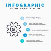 Öko Ökologie Energie Umwelt Liniensymbol mit 5 Schritten Präsentation Infografiken Hintergrund vektor