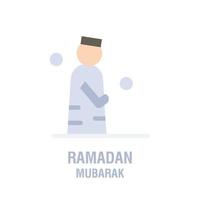 ramadan-symbole muslimisches islamgebet und ramadan kareem dünne liniensymbole setzen moderne flache stilsymbole isoliert auf weiß für infografiken oder webnutzung vektor