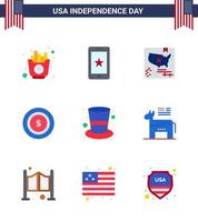 9 USA platt tecken oberoende dag firande symboler av hatt amerikan amerikan maony amerikan redigerbar USA dag vektor design element