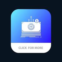 Android- und iOS-Glyph-Version der mobilen App-Schaltfläche für medizinische Überweisungen in Gelddollar vektor