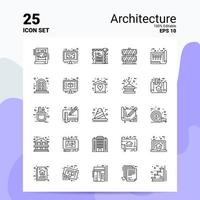 25 arkitektur ikon uppsättning 100 redigerbar eps 10 filer företag logotyp begrepp idéer linje ikon design vektor